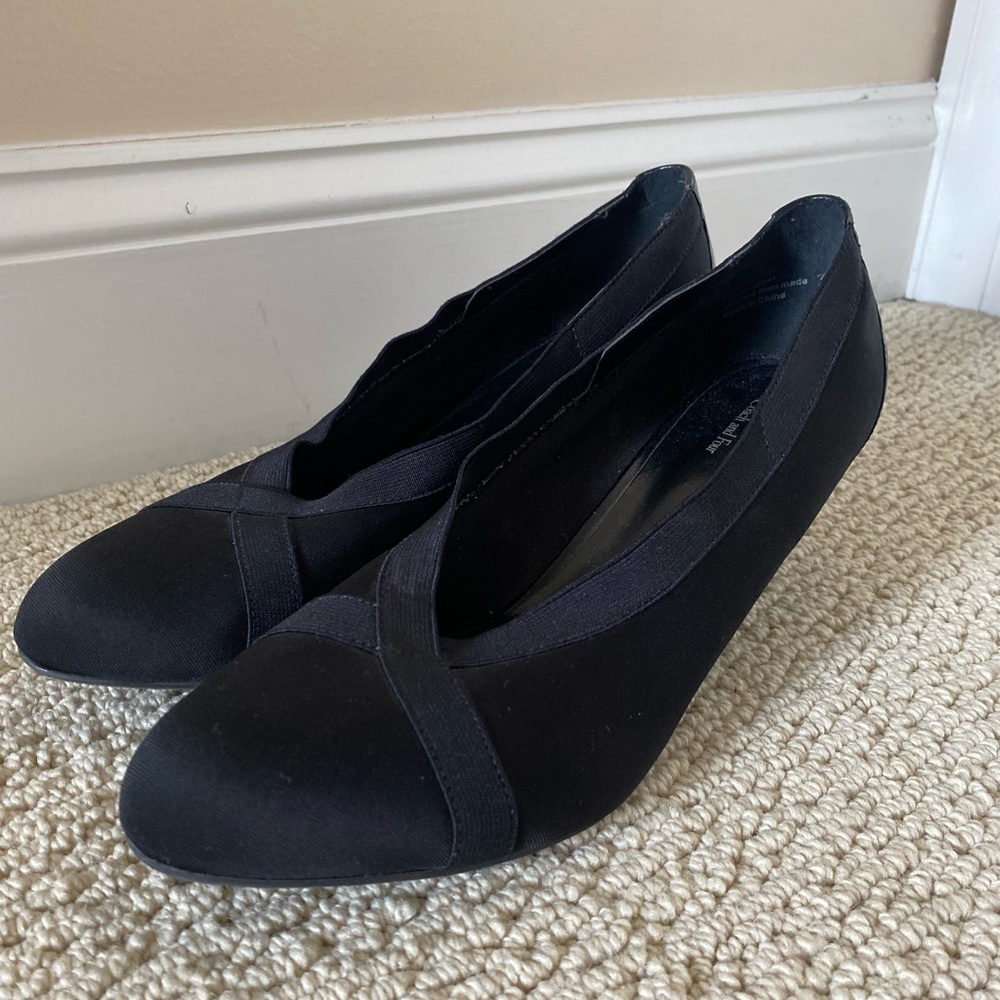 Coach and four stretchy black high heels size 9